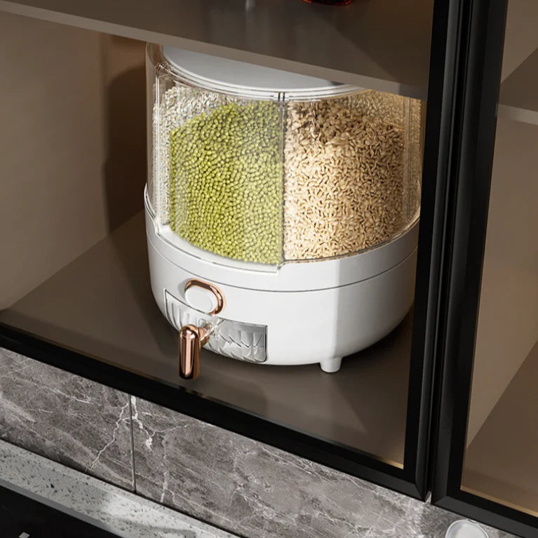 6-Grid Rotatable Grain Dispenser with Measuring Cup