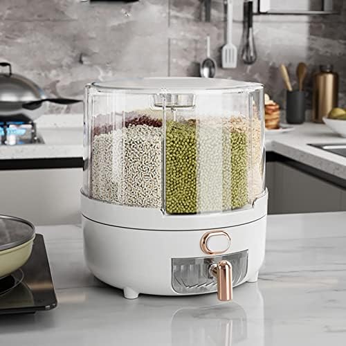 6-Grid Rotatable Grain Dispenser with Measuring Cup