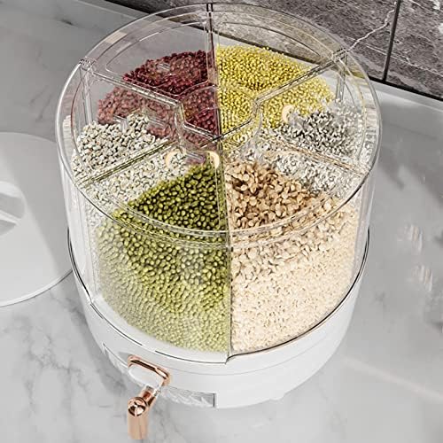 6-Grid Rotatable Grain Dispenser with Measuring Cup