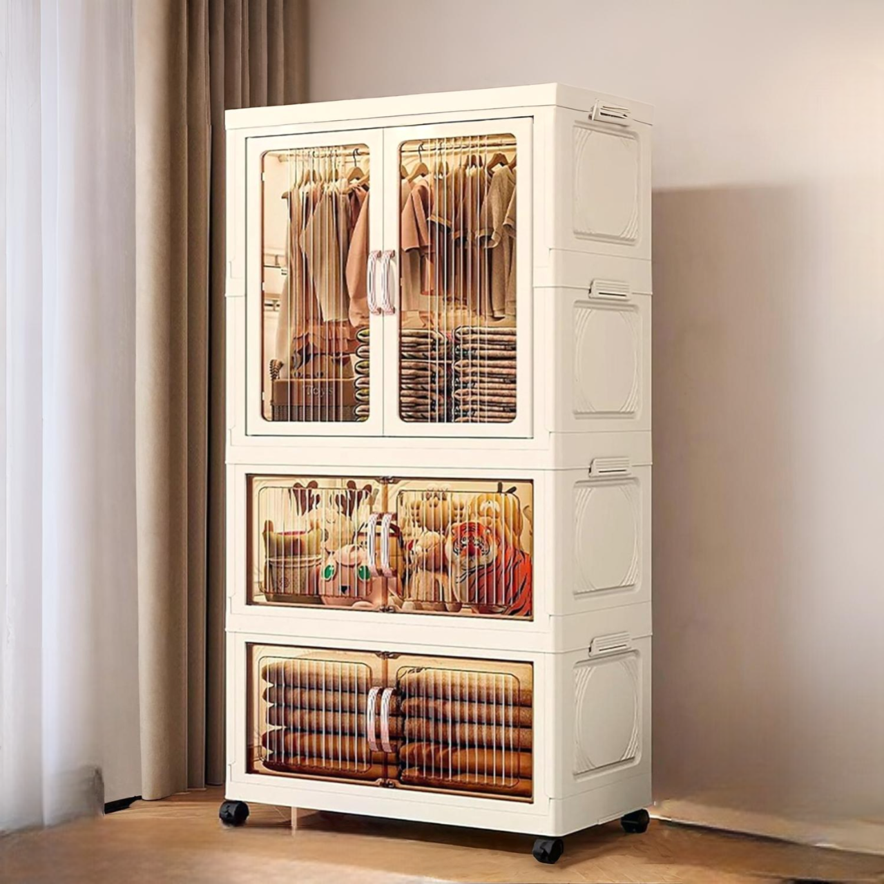 Aesthetic 3-Layer Clothes Wardrobe Cabinet