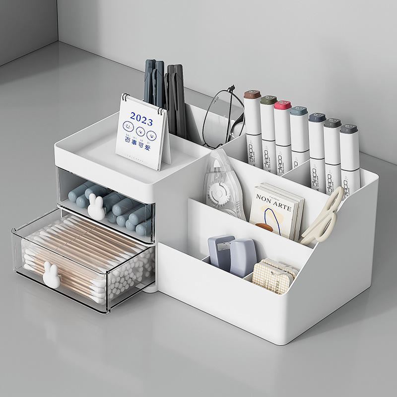 Aesthetic 2-Drawer Makeup Organizer Brush Holder