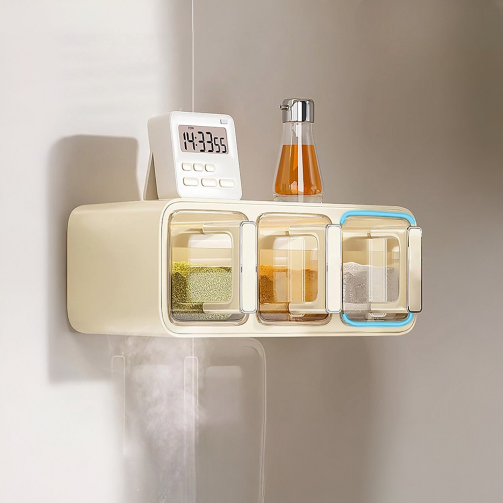 Self Adhesive 3-Grid Wall Mounted Spice Rack