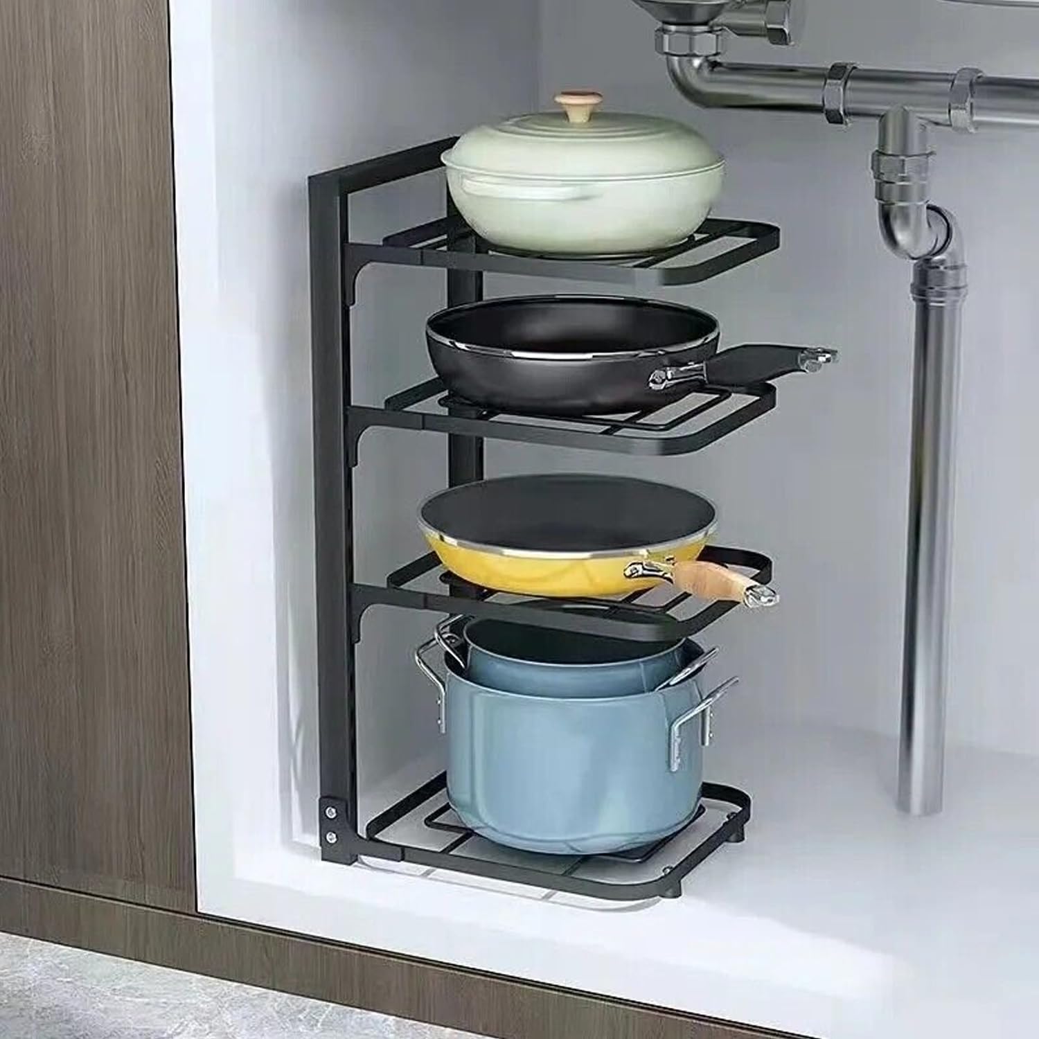 Heavy Duty 4-Layer Pot and Pan Rack