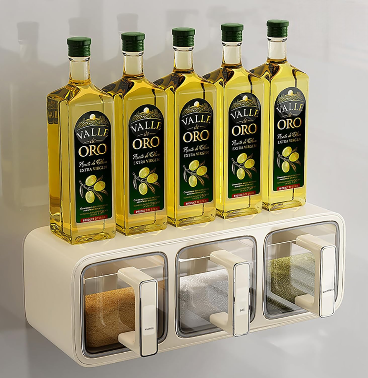 Self Adhesive 3-Grid Wall Mounted Spice Rack