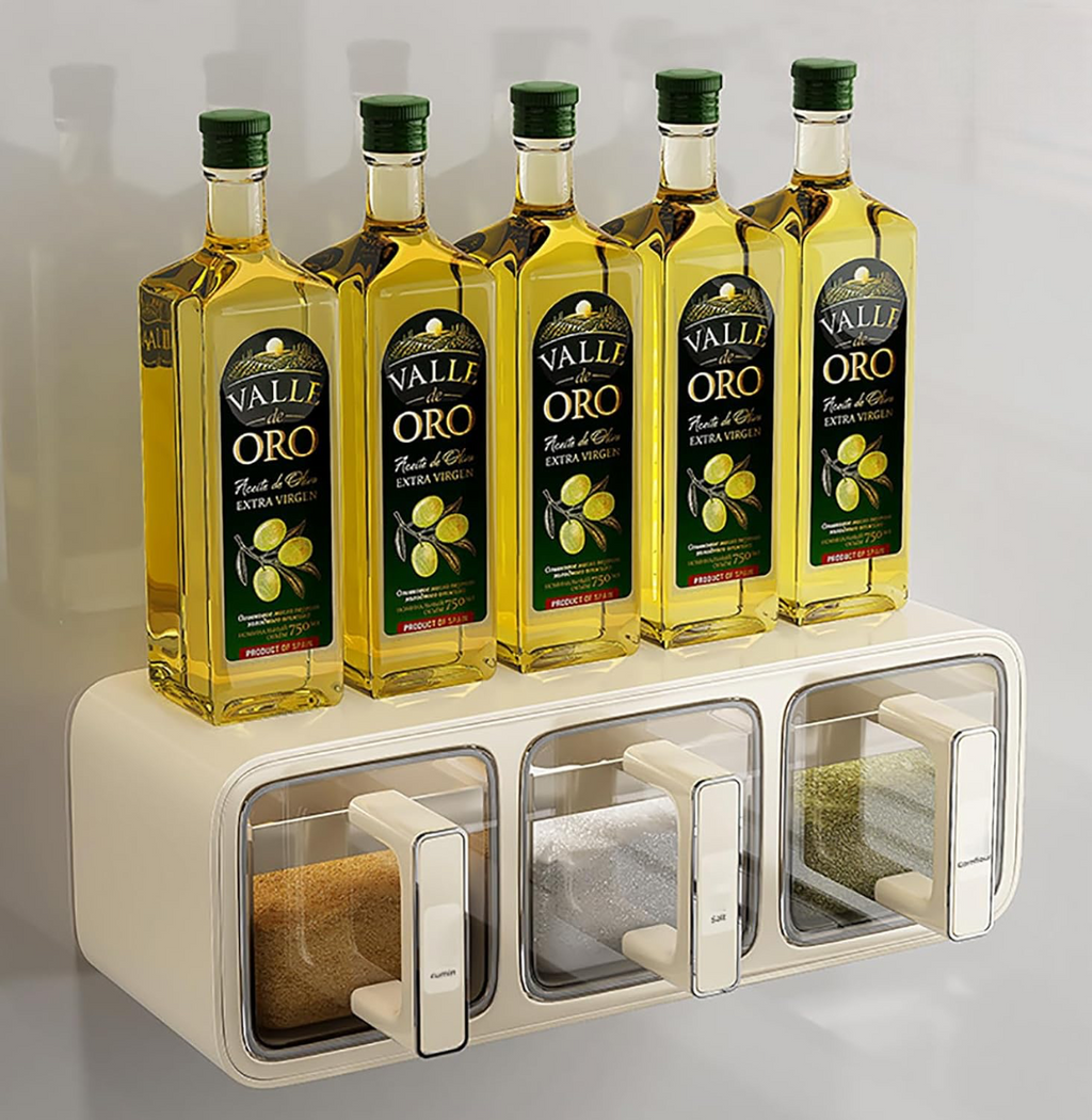 Self Adhesive 3-Grid Wall Mounted Spice Rack