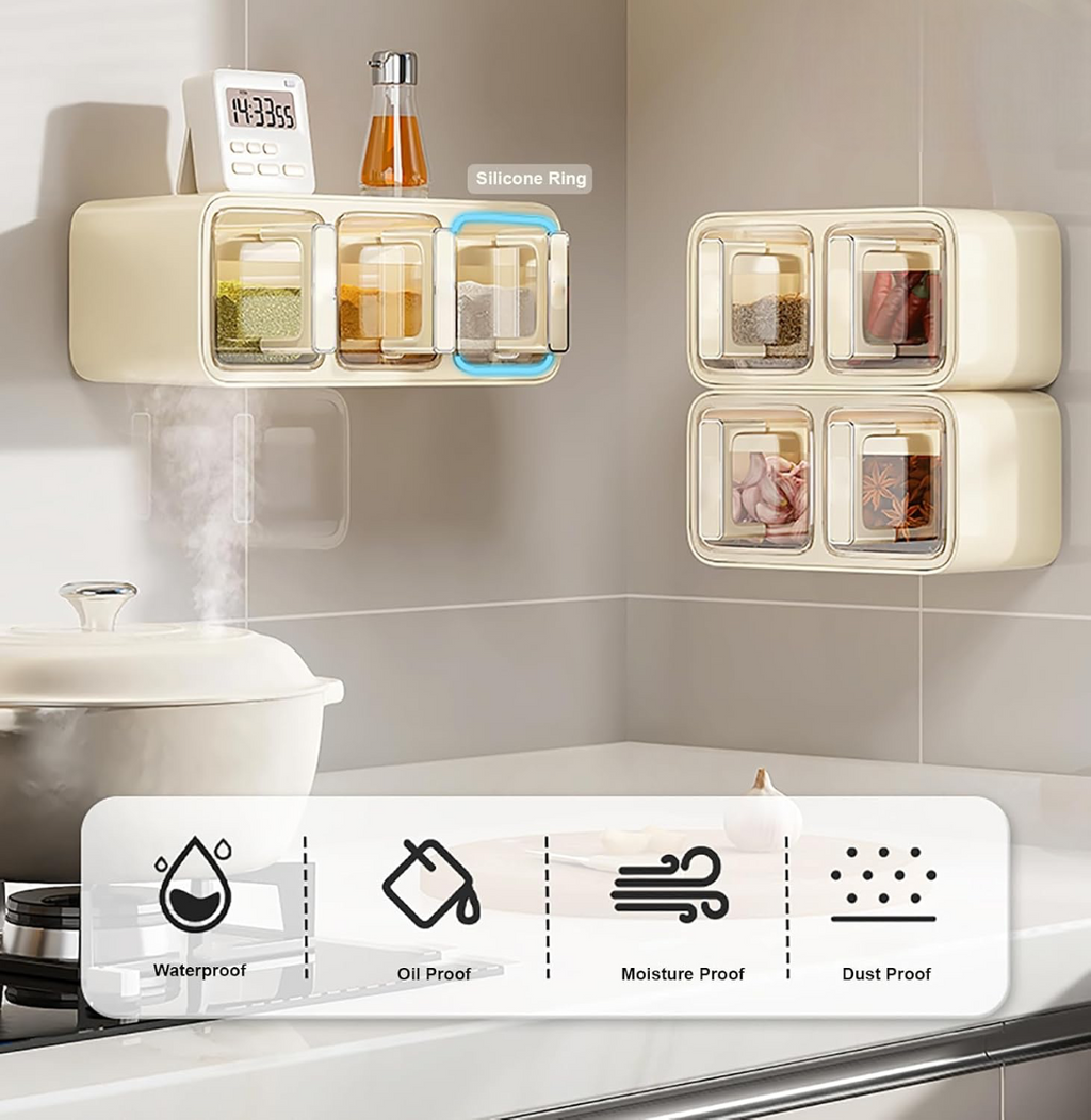 Self Adhesive 3-Grid Wall Mounted Spice Rack
