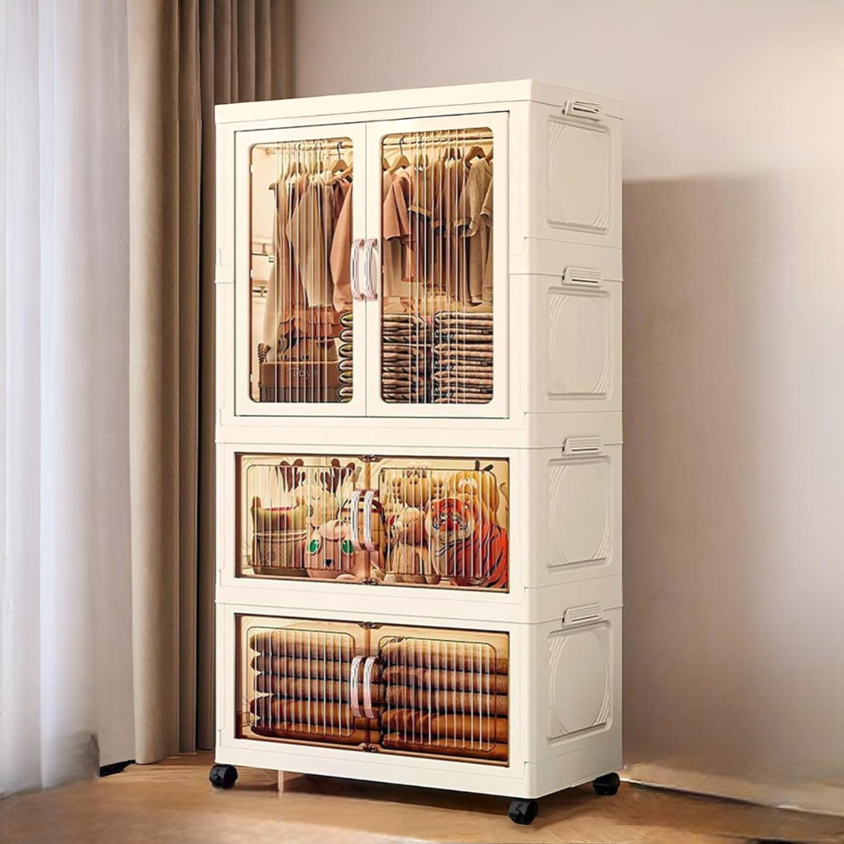 Aesthetic 3-Layer Clothes Wardrobe Cabinet