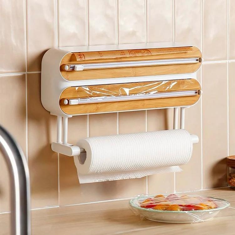 Magnetic 3-in-1 Bamboo Wrap Dispenser & Cutter
