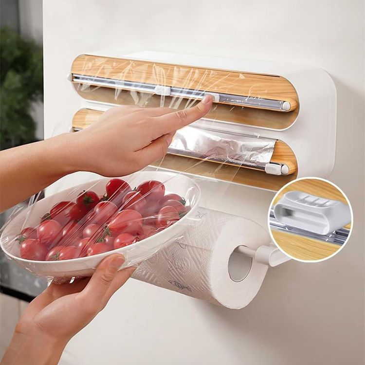 Magnetic 3-in-1 Bamboo Wrap Dispenser & Cutter
