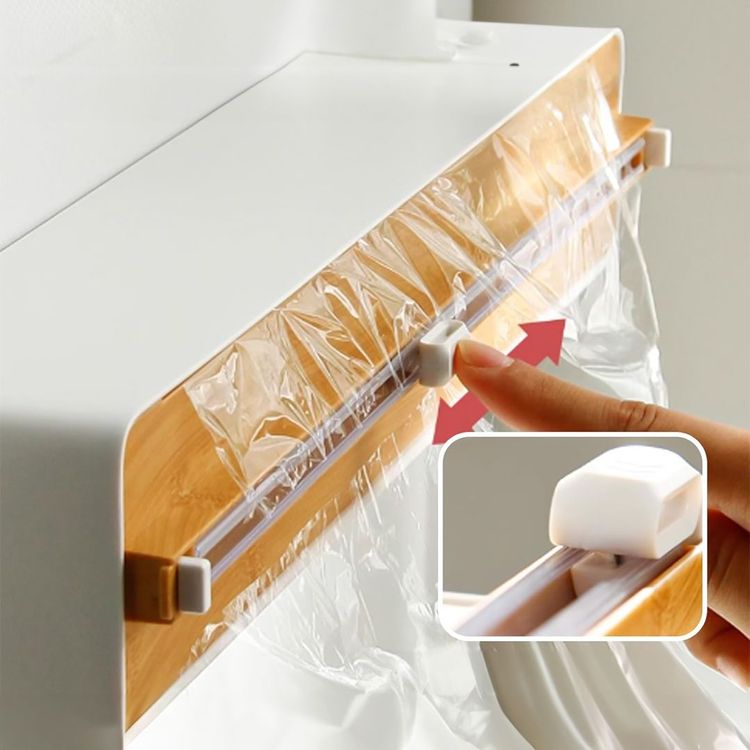 Magnetic 3-in-1 Bamboo Wrap Dispenser & Cutter