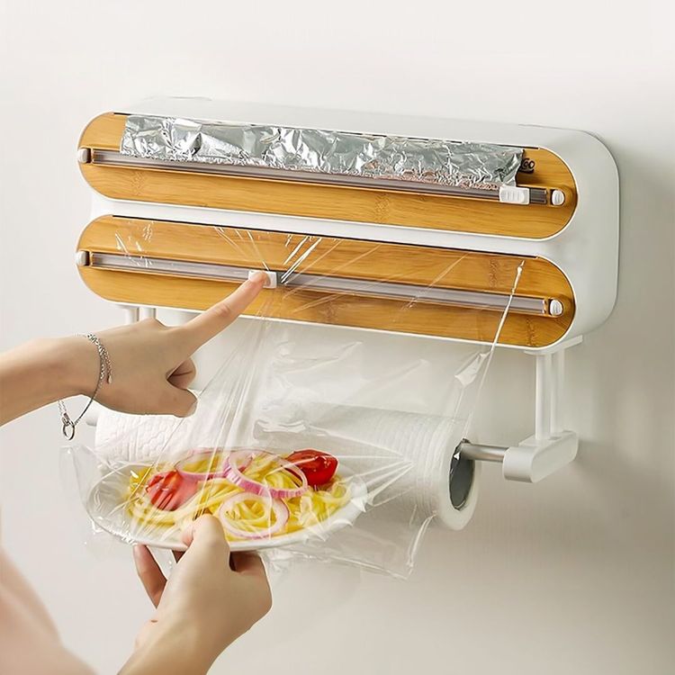 Magnetic 3-in-1 Bamboo Wrap Dispenser & Cutter
