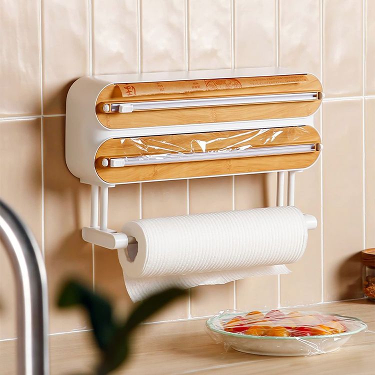 Magnetic 3-in-1 Bamboo Wrap Dispenser & Cutter
