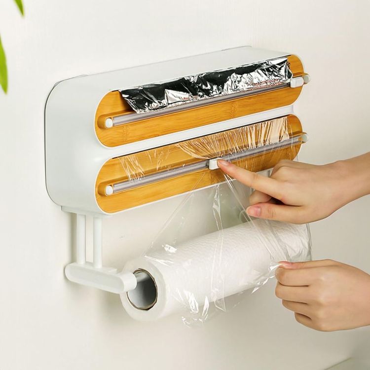 Magnetic 3-in-1 Bamboo Wrap Dispenser & Cutter