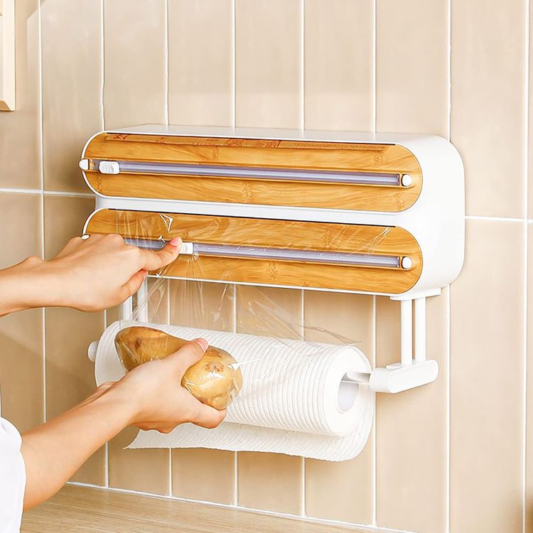 Magnetic 3-in-1 Bamboo Wrap Dispenser & Cutter